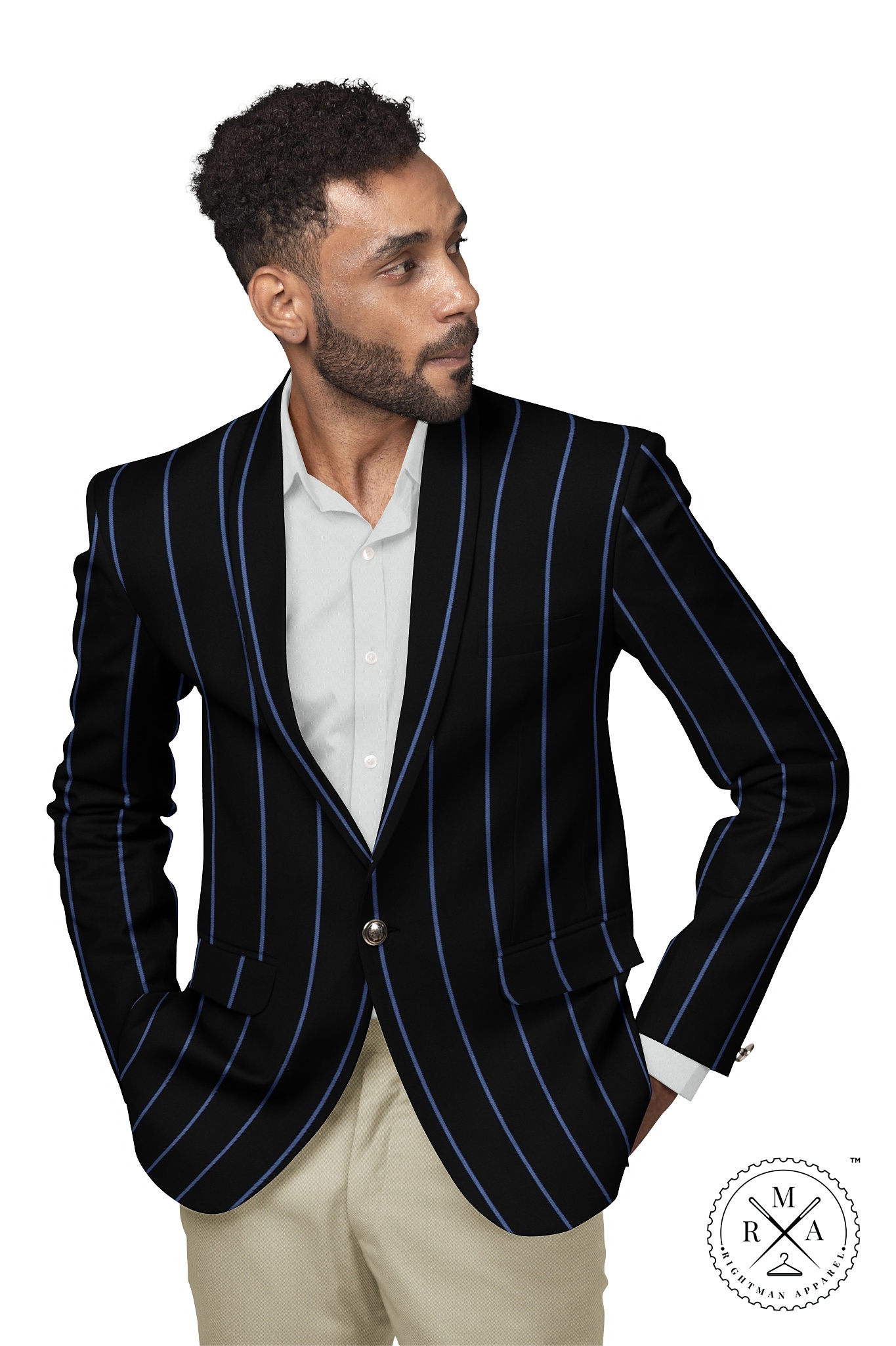 Navy Blue Blazer With Lapis Stripes SU46